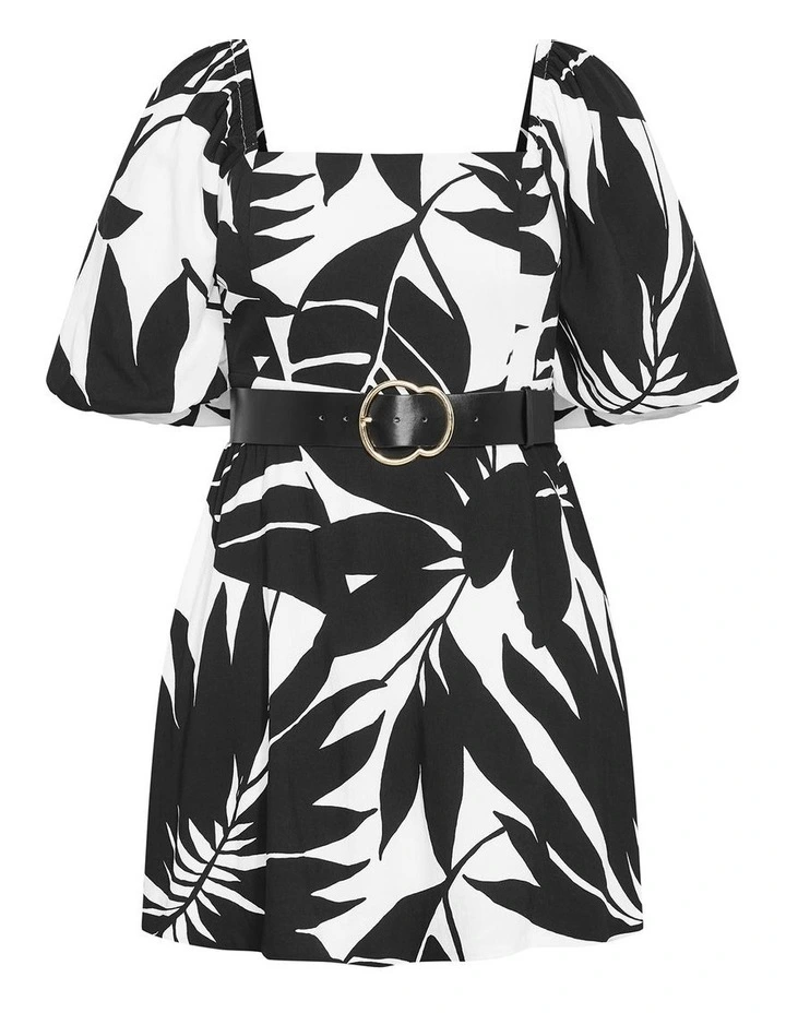 Plus Size Collins Oasis Print Belted Mini Dress in Black image 3