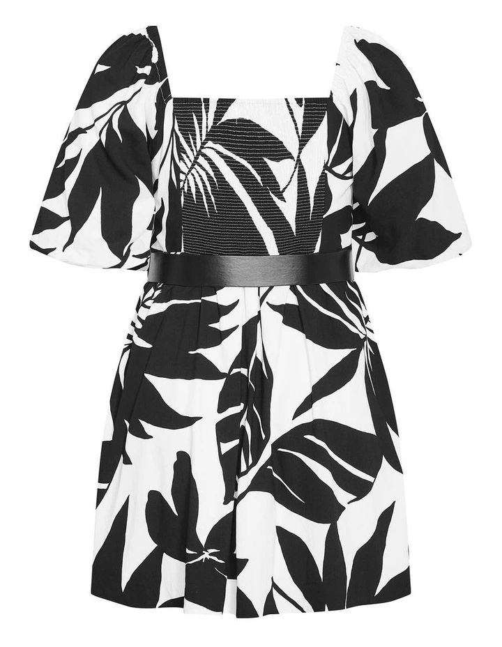 Plus Size Collins Oasis Print Belted Mini Dress in Black image 4