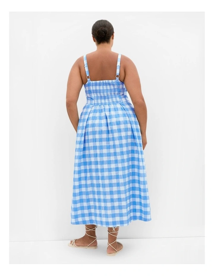 Plus Size Lovely Check Midi Dress in Ocean image 2
