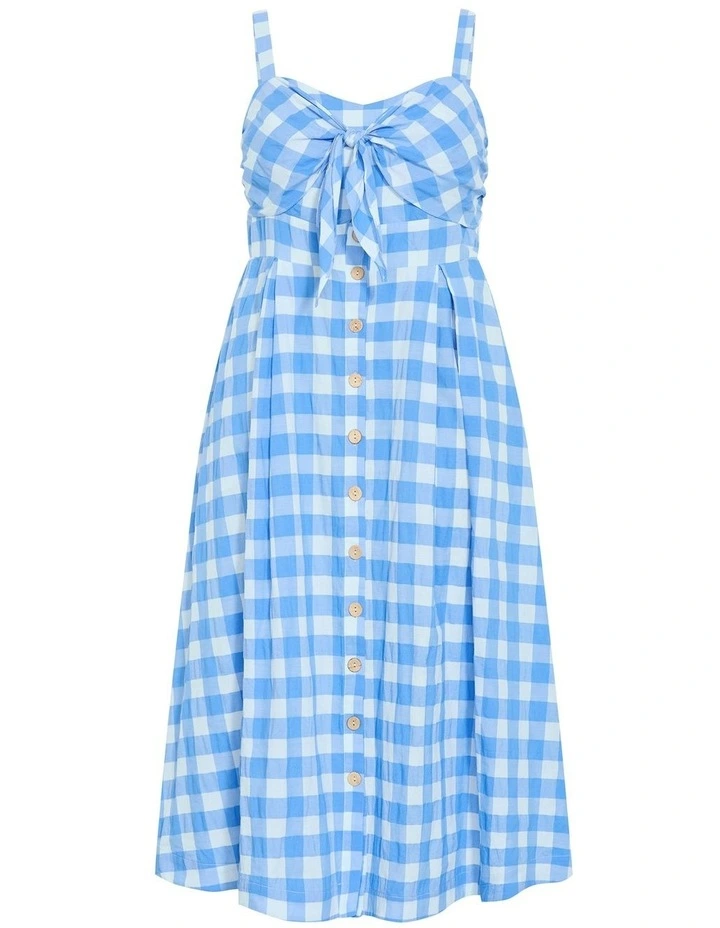 Plus Size Lovely Check Midi Dress in Ocean image 3