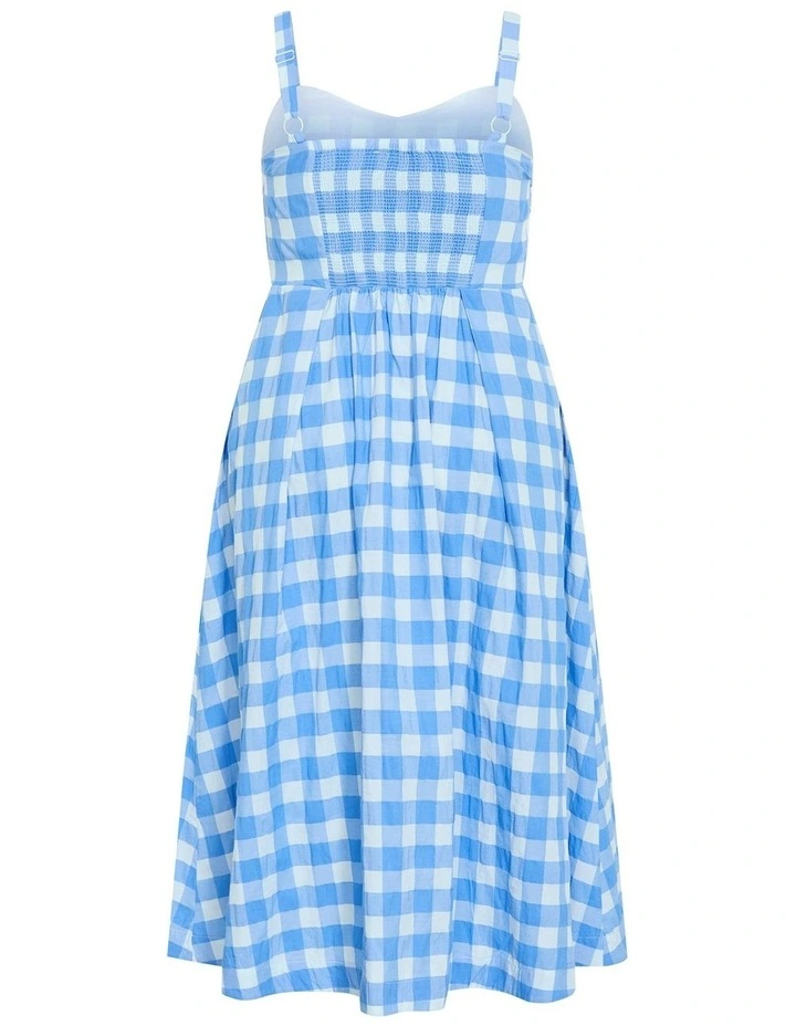 Plus Size Lovely Check Midi Dress in Ocean image 4