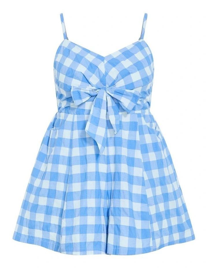 Plus Size Lovely Check Playsuit in Ocean image 3