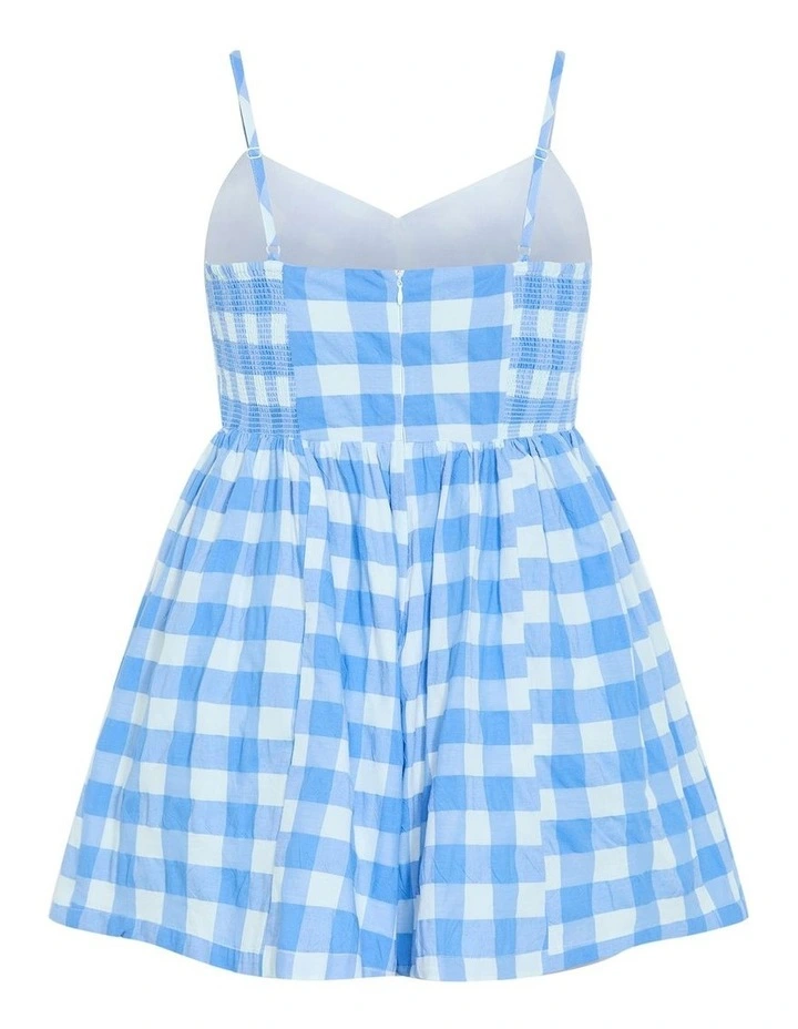 Plus Size Lovely Check Playsuit in Ocean image 4