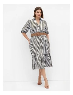 Plus Size Contempo Stripe Shirt Dress in Dark Khaki