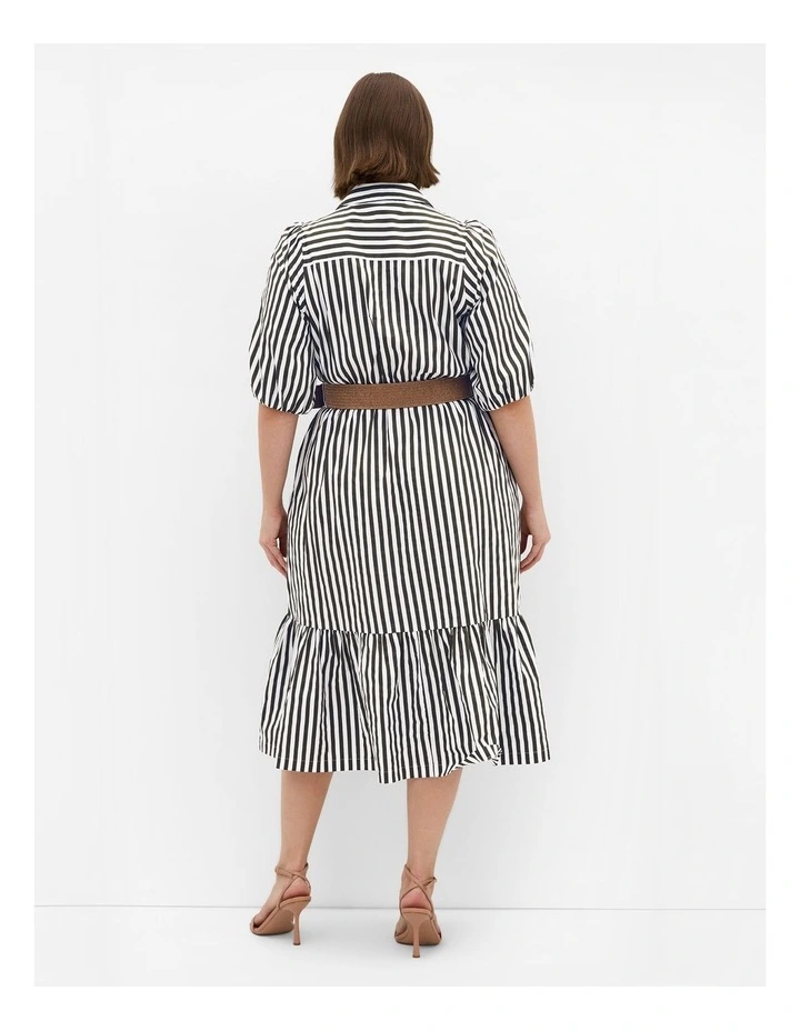 Plus Size Contempo Stripe Shirt Dress in Dark Khaki image 2