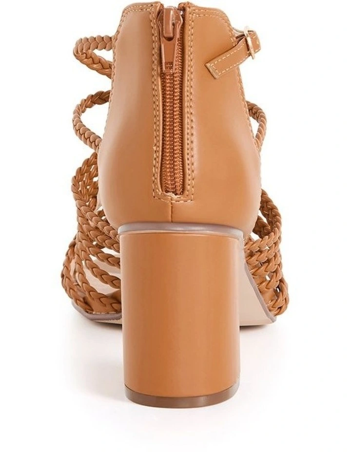 Wide Fit Braided Mida Heel in Tan image 2