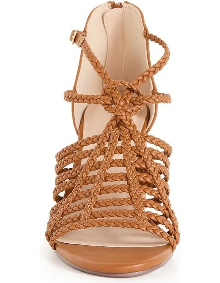 Wide Fit Braided Mida Heel in Tan image 3