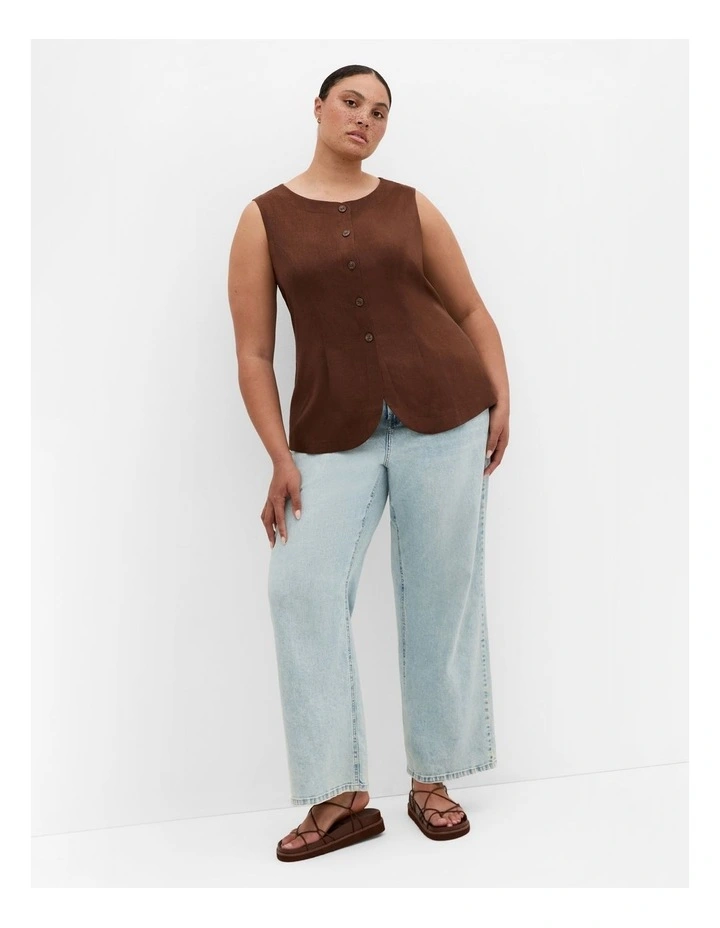 Plus Size Vivien Linen Vest in Milk Chocolate image 1