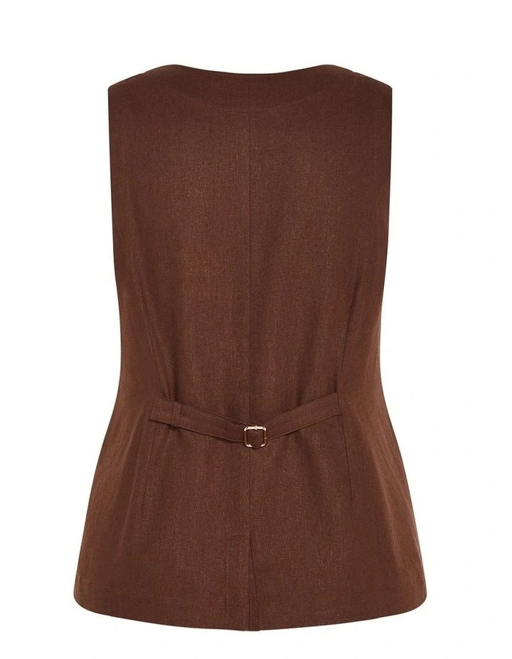 Plus Size Vivien Linen Vest in Milk Chocolate image 4