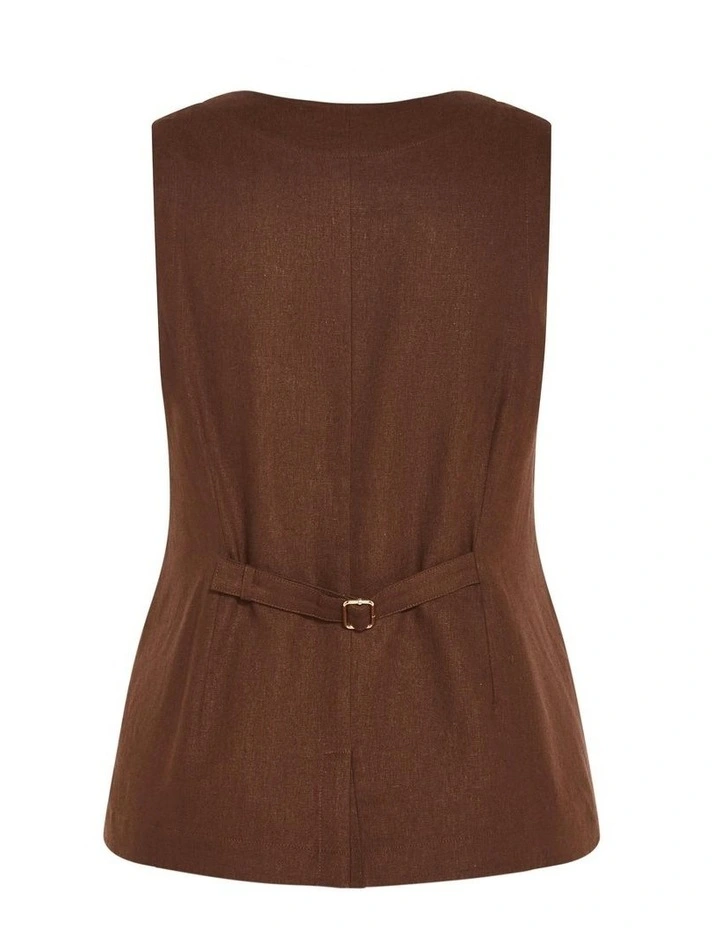 Plus Size Vivien Linen Vest in Milk Chocolate image 6
