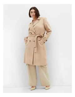 Plus Size Cornwall Trench Coat in Caramel