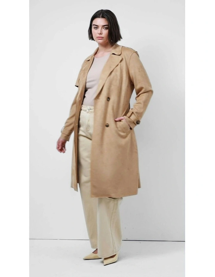 Plus Size Cornwall Trench Coat in Caramel image 5