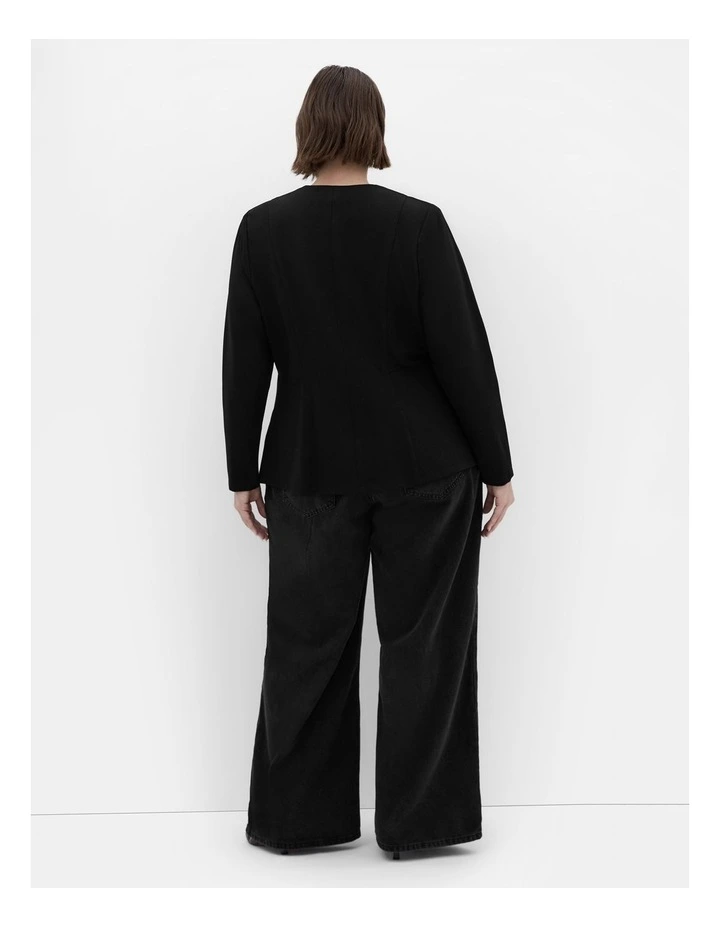 Plus Size Peyton Ponte Jacket in Black image 2