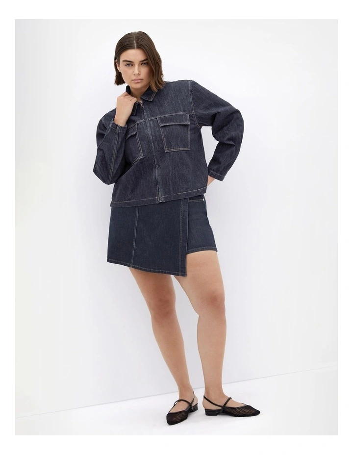 Plus Size Denim Utility Jacket in Dark Wash image 1