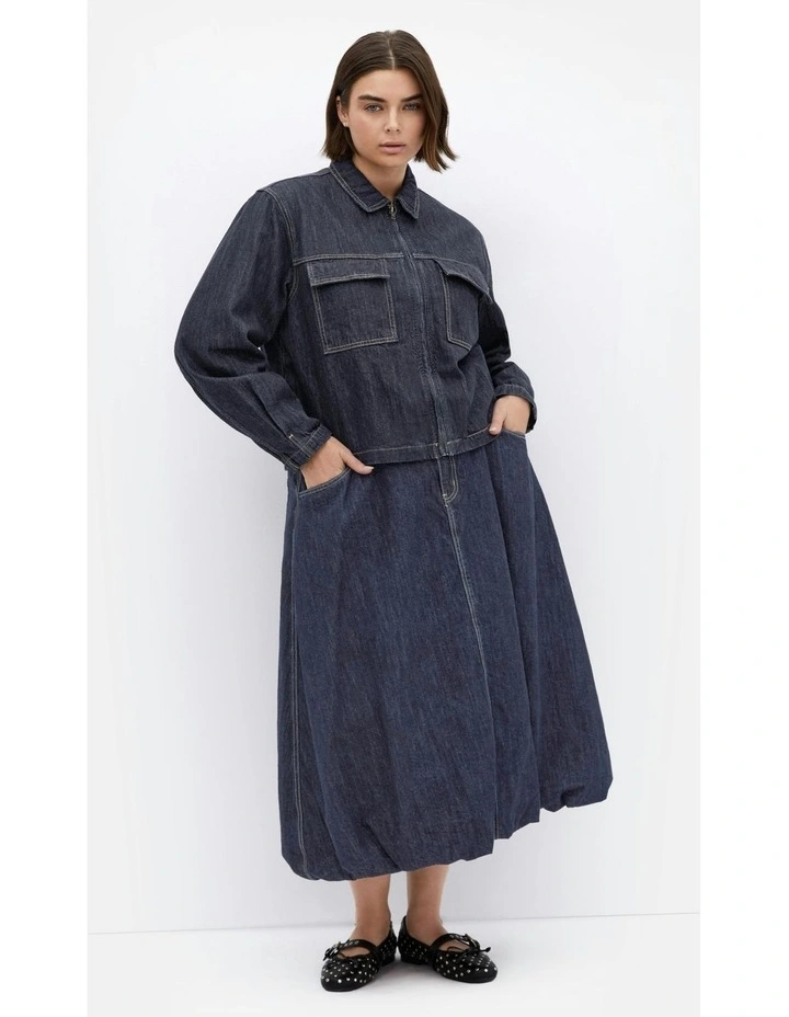 Plus Size Denim Utility Jacket in Dark Wash image 6
