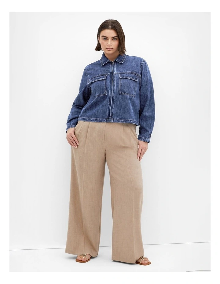 Plus Size Denim Utility Jacket in Mid Wash image 1