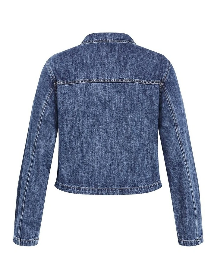 Plus Size Denim Utility Jacket in Mid Wash image 4
