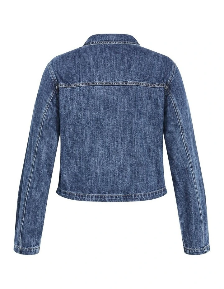 Plus Size Denim Utility Jacket in Mid Wash image 6