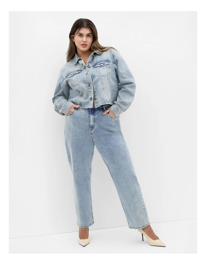 Plus Size Denim Star Jacket in Light Wash image 1