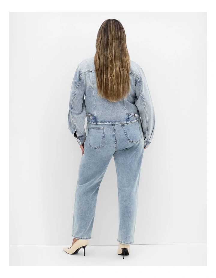 Plus Size Denim Star Jacket in Light Wash image 2