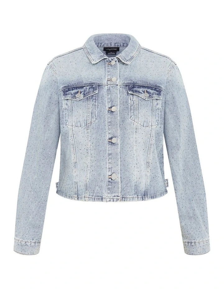 Plus Size Denim Star Jacket in Light Wash image 3