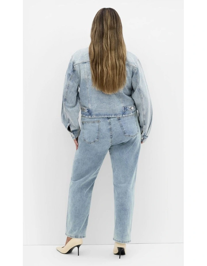 Plus Size Denim Star Jacket in Light Wash image 5
