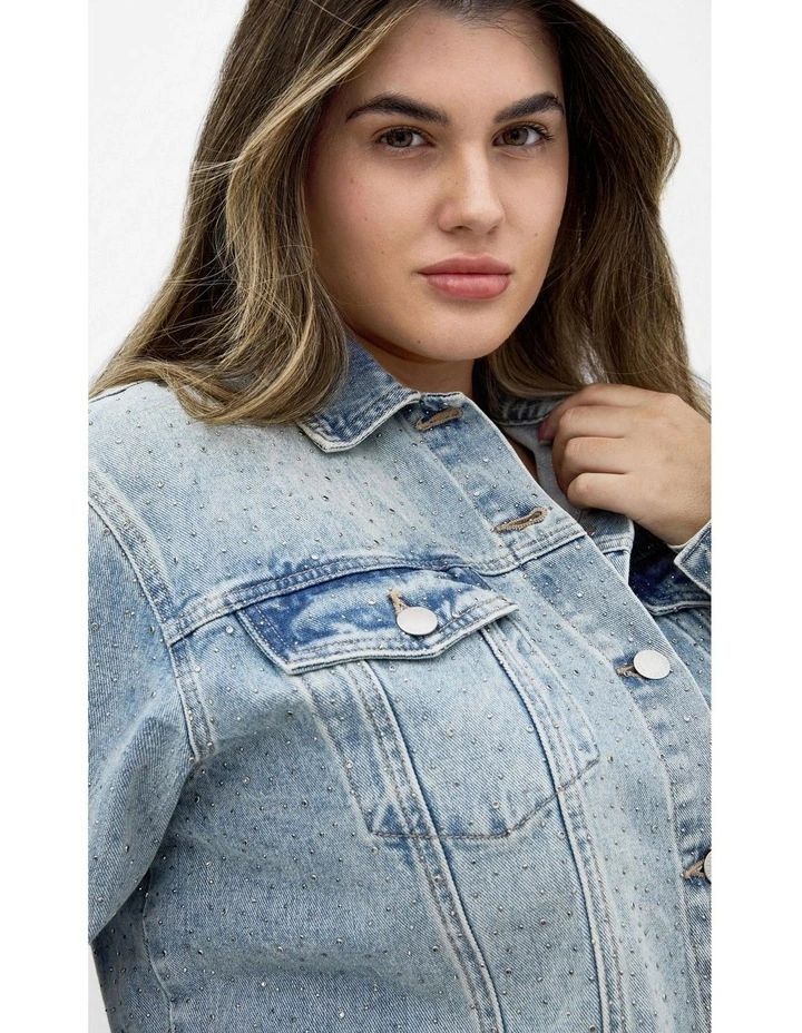Plus Size Denim Star Jacket in Light Wash image 6