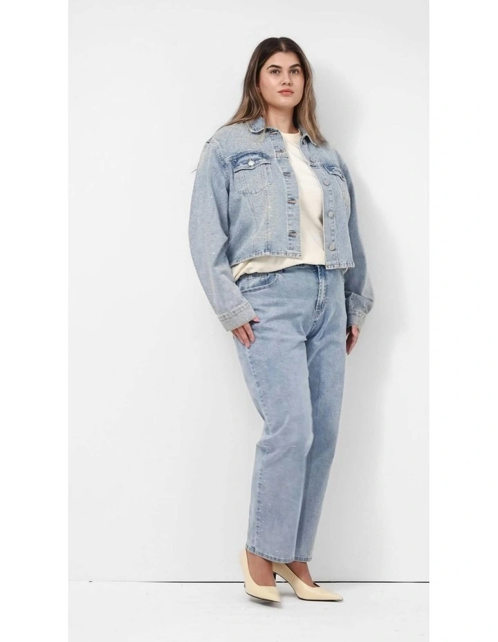 Plus Size Denim Star Jacket in Light Wash image 7