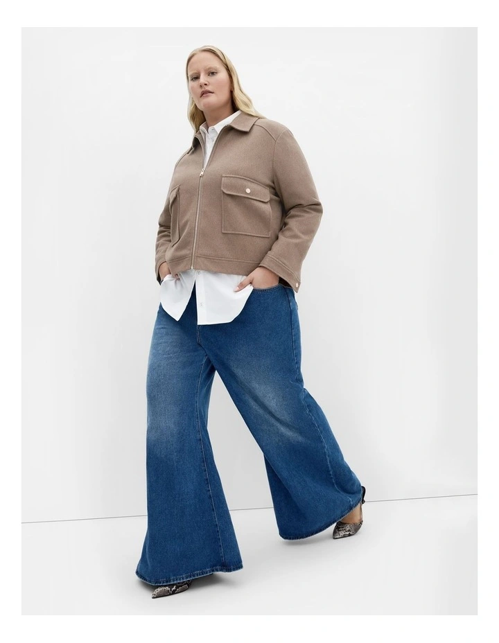 Plus Size Utility Jacket in Taupe image 1