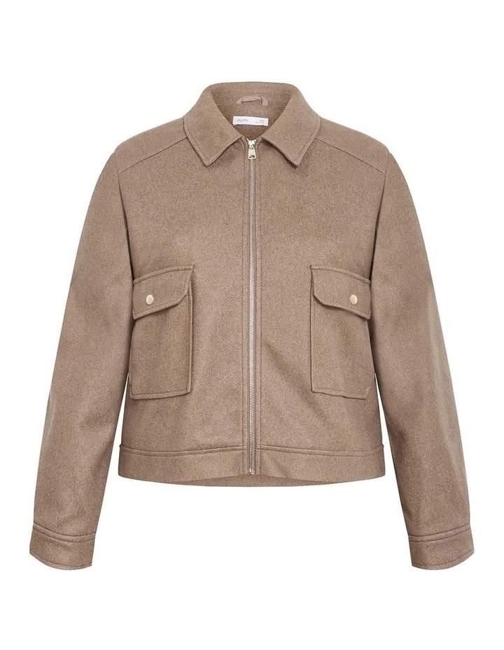 Plus Size Utility Jacket in Taupe image 3