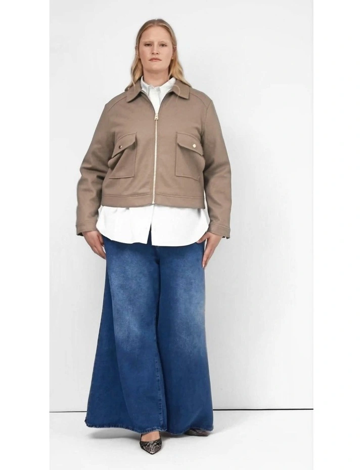Plus Size Utility Jacket in Taupe image 5