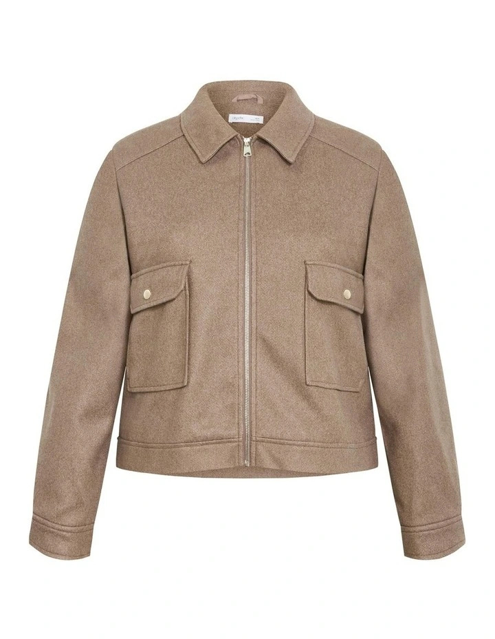 Plus Size Utility Jacket in Taupe image 6