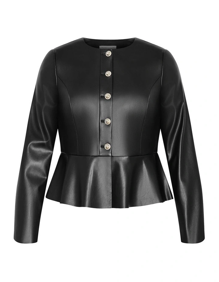 Plus Size Renee Faux Leather Jacket in Black image 3