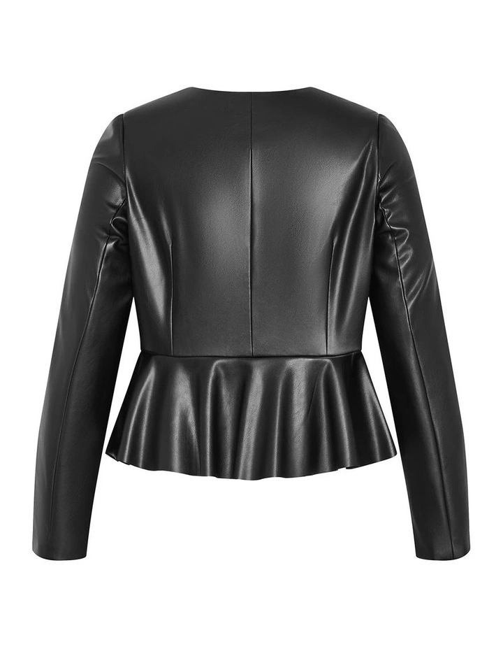 Plus Size Renee Faux Leather Jacket in Black image 4