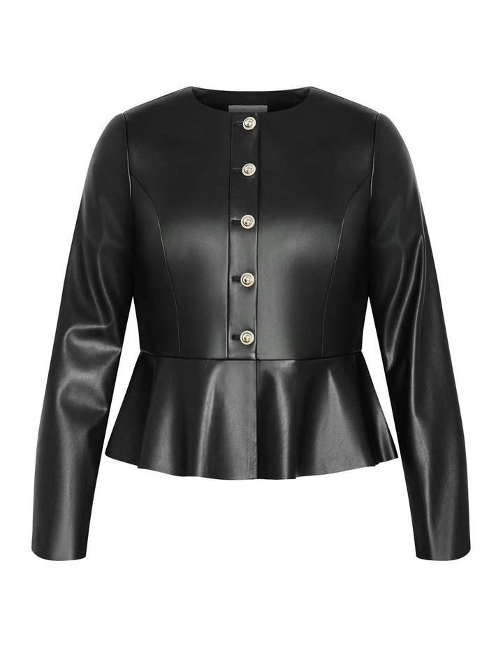 Plus Size Renee Faux Leather Jacket in Black image 5
