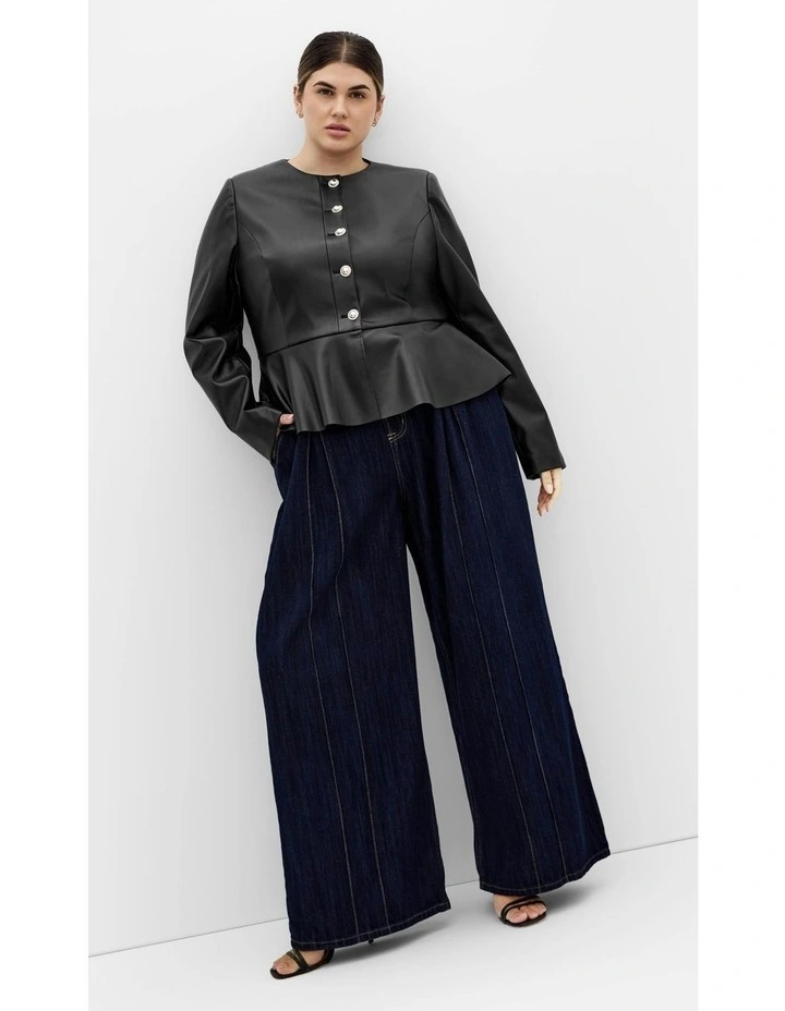 Plus Size Renee Faux Leather Jacket in Black image 7
