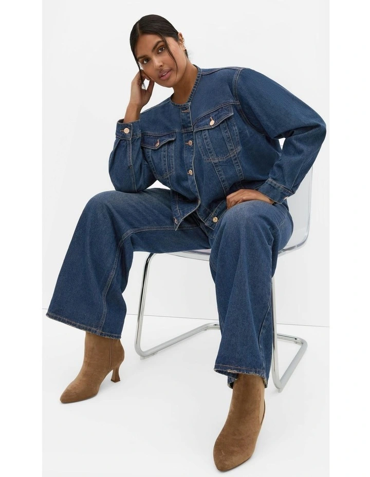 Plus Size Talia Denim Jacket in Dark Wash image 5