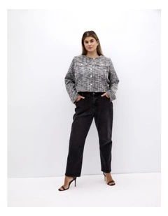 Plus Size Becka Boucle Jacket in Black Check