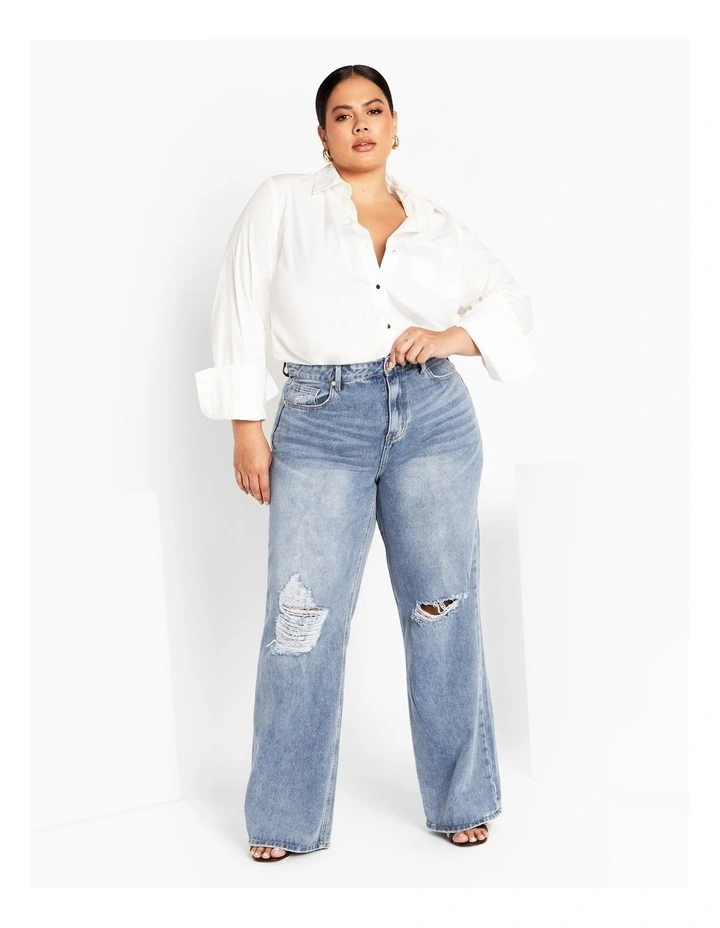 Plus Size Harley Fit Harriet Wide Leg Jeans in Light Wash image 1