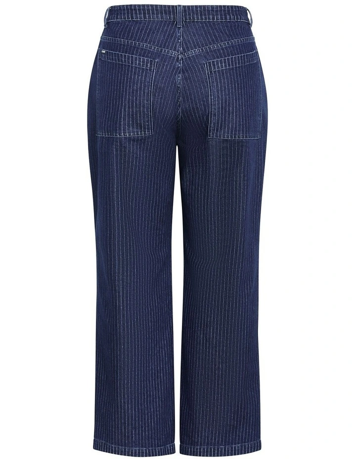 Plus Size Harley Fit Pinstripe Wide Leg Jeans in Dark Wash image 4