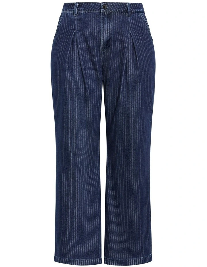 Plus Size Harley Fit Pinstripe Wide Leg Jeans in Dark Wash image 7
