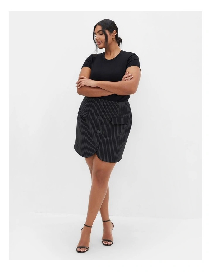 Plus Size Payton Pinstripe Skirt in Black image 1