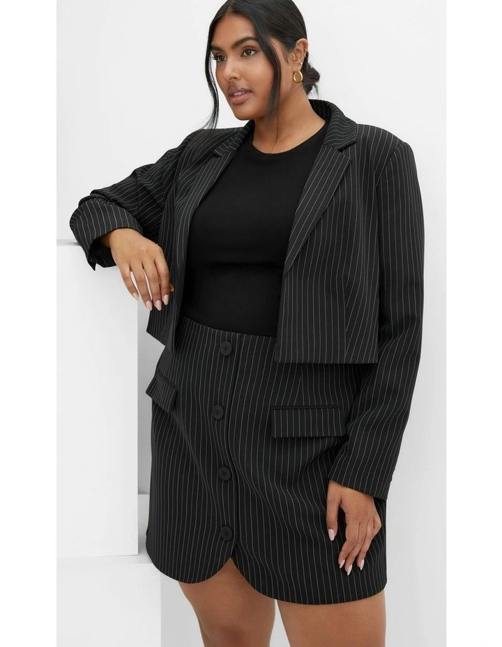 Plus Size Payton Pinstripe Skirt in Black image 5