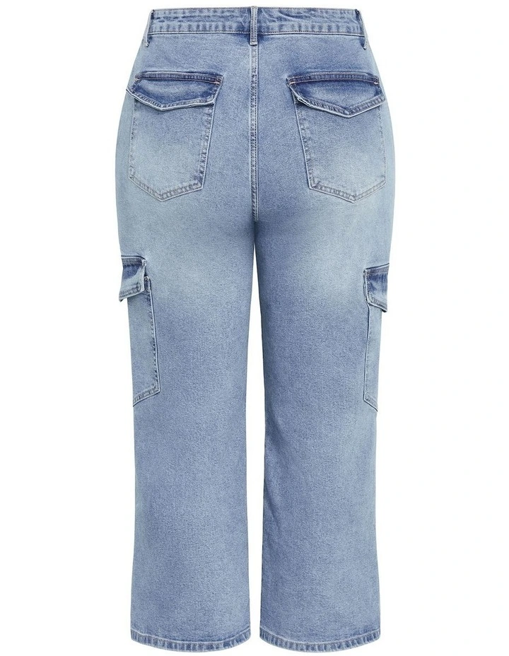 Plus Size Harley Fit Luna Crop Straight Cargo Jeans in Light Wash image 4
