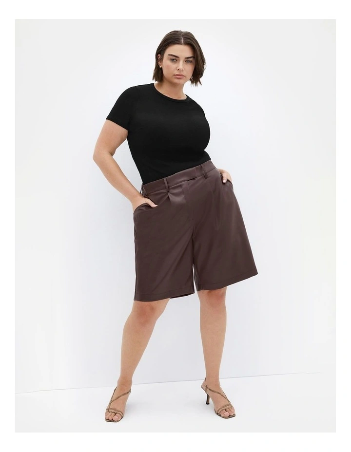 Plus Size Jessa Faux Leather Short in Chocolate image 1