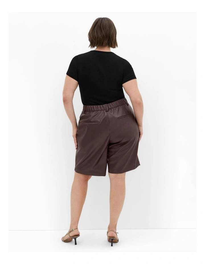 Plus Size Jessa Faux Leather Short in Chocolate image 2