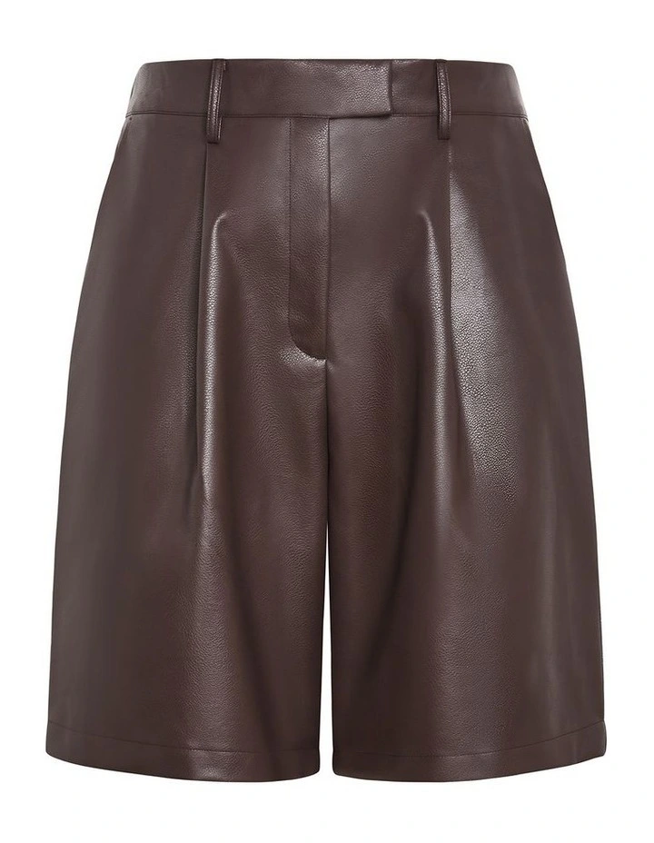 Plus Size Jessa Faux Leather Short in Chocolate image 3