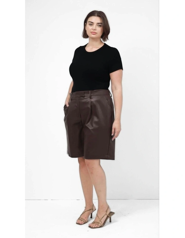 Plus Size Jessa Faux Leather Short in Chocolate image 5