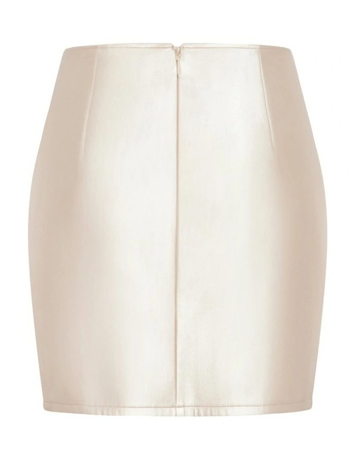 Plus Size Kara Faux Leather Mini Skirt in Gold image 5