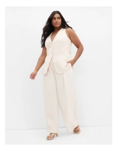 Plus Size Tori Wide Leg Pant in Cream